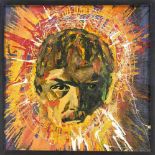 Anonymer, zeitgenössischer Maler des 21. Jh., verfremdetes Portrait von Lenin mitfeuerartiger
