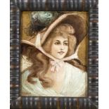 Unidentifizierter Maler Anfang 20. Jh., Damenbildnis, Öl auf Holz, u. li. undeutl. sign.,18 x 15 cm,