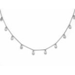 Brillant-Collier WG 750/000 mit 28 Brillanten, zus. 1,07 ct Weiß (G)/VS-SI, mit Karabiner,L. 45