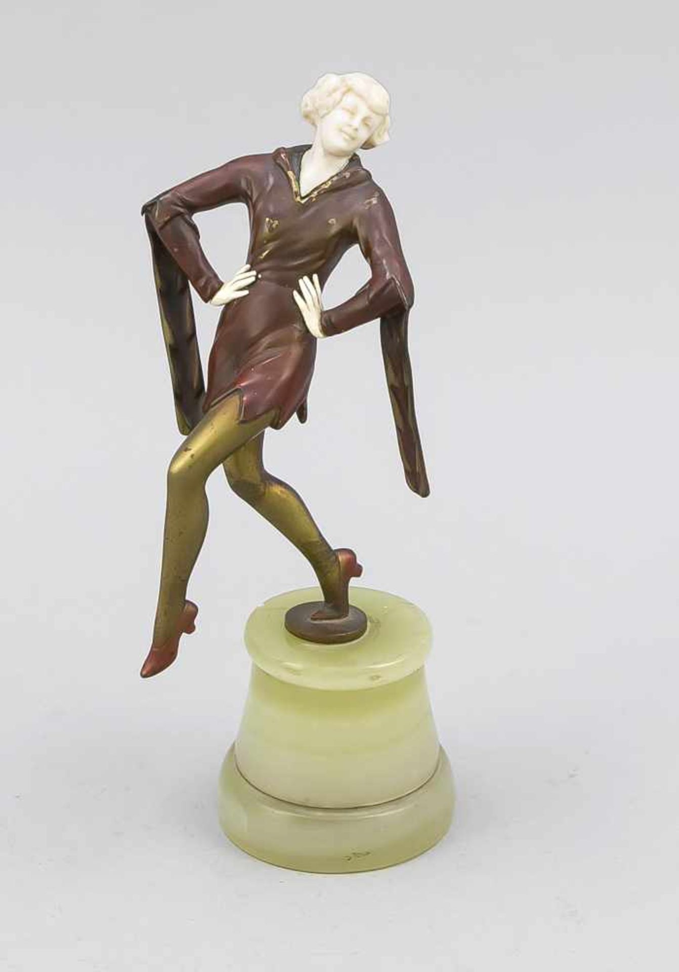 Josef Lorenzl (1892-1950) attrib., Tänzerin, Bronze, farbige Kaltpatinierung, Elfenbein,