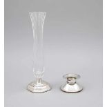 Leuchter und Vase, Deutsch, 20. Jh., verschiedene Hersteller, Silber 800/000 bzw.Sterlingsilber