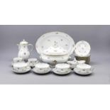 Restservice, 28-tlg., Meissen, nach 1950, 1. u 2. W., Form Neur Ausschnitt, polychrombemalt, Dekor