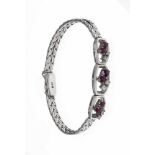 Rubin-Brillant-Armband WG 585/000 mit 6 rund fac. Rubine 3 - 2 mm in guter Farbe und 6Brillanten,