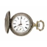 Maritime Sprungdeckel-Herrentaschenuhr im Nickelgehäuse, beidseitig maritime Motive,Ausguck und