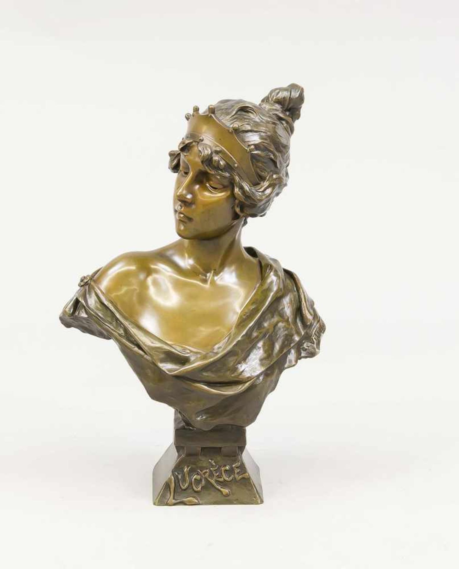 Emmanuel Villanis (1858-1914), französischer Bildhauer, 'Lucrèce' (Lucretia), Bronze,braun