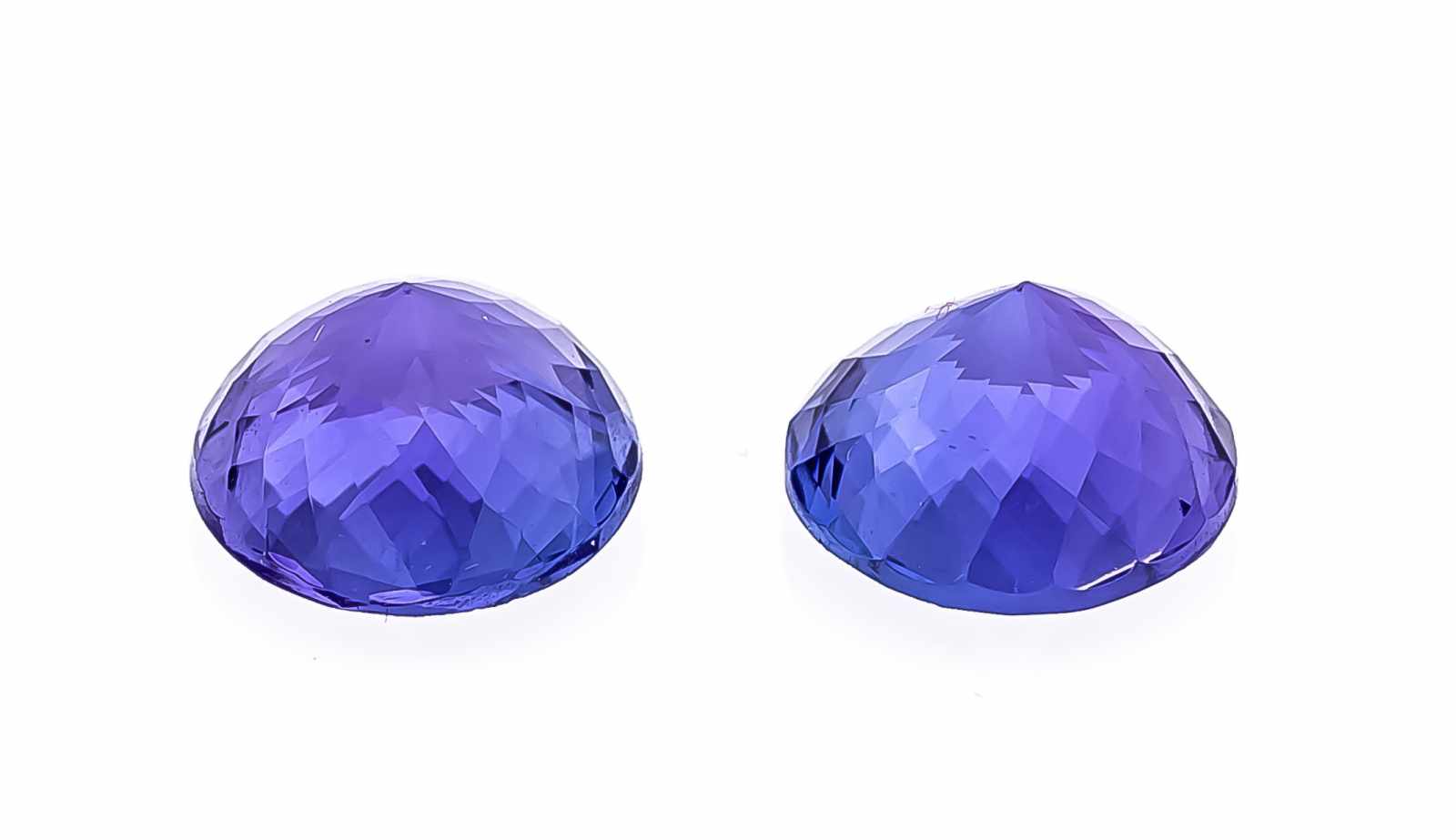 Tansanit Paar, zus. 6,94 ct, rund fac., violettstichiges Blau, exzellente Qualität, Farbe,Brillanz - Image 2 of 2