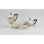 Vierteiliges Kaffee- und Teekernstück, England, 20. Jh., plated, Queen Anne Stil, ovalerStand,