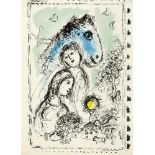 Marc Chagall (1887-1985), "Blaues Pferd mit Paar", Farblithographie aus Derriere le miroir250 von