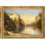 Hermann Rohr, Düsseldorfer Landschaftsmaler um 1900, norwegischer Fjord, Öl auf Lwd., u.re. sign. u.