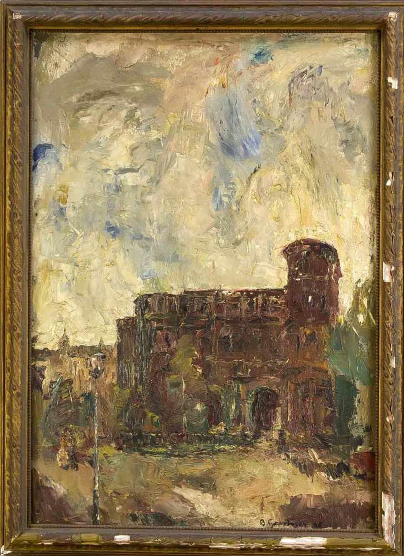 Bernard Gaertner (1881-1938), expressive Ansicht der Porta Nigra in Trier, Öl auf Lwd., u.re.