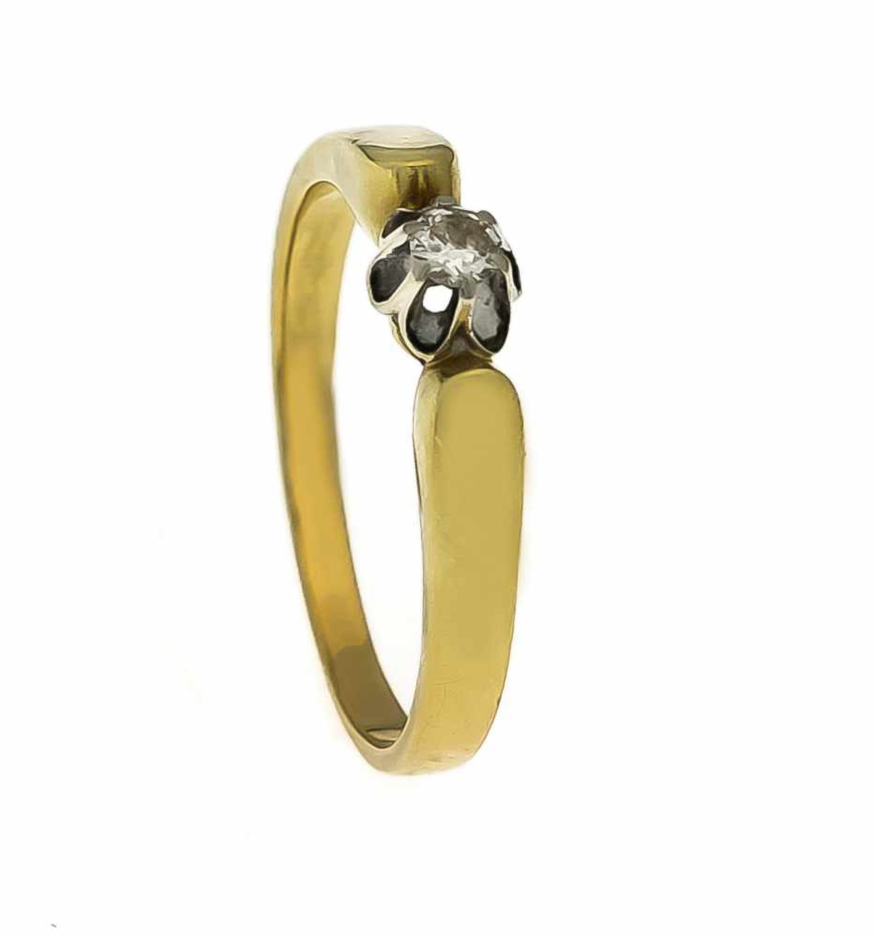 Altschliff-Diamant-Ring GG/WG 585/000 mit einem Altschliff-Diamanten 0,10 ct W/SI, RG 58,3,7 gOld