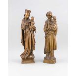 Zwei Heiligenfiguren des 20. Jh., Madonna und Josef jeweils mit dem Christusknaben,vollplastische