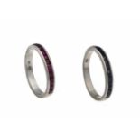 Rubin und Saphir-Ring WG 750/000 mit quadratisch fac. Rubinen und Saphiren 2 mm, 61 und60, 8,2 gRuby