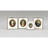 Konvolut von 4 Miniaturen, 20. Jh., ovale Portraitminiaturen von Händel, Schubert, Mozartund