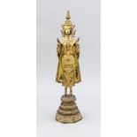 Buddha Rattanakosin, Thailand, 19. Jh. Bronze mit Goldlack. Achtpassiger, dreistufigerSockel, darauf