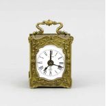 Reiseuhr Gustav Becker, mit Pendelwerk, Uhrwerk läuft, aus 1885 - 90, Weckwerk geht nicht,weißes