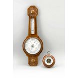 Zwei Barometer, Anfang 20. Jh., 1 x "British made Aneroid Barometer" mit Thermometer inFahrenheit