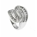 Brillant-Ring WG 585/000 mit Brillanten und Diamant-Baguettes, zus. 1,0 ct, RG 54, 12,0 gBrilliant