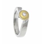 Brillant-Ring WG/GG 750/000 mit einem Brillanten 0,10 ct TW/VS, RG 52, 9,9 gBrillant ring WG / GG