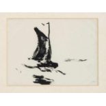 Emil Nolde (1867-1956), nach, Segelboot auf See, Lithographie nach einerTuschpinselzeichnung auf