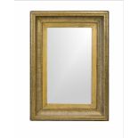 Spiegel, Ende 19. Jh., Rahmen aus Holz mit vergoldeten Stuckprofilen, leicht ber. & best.,75 x 108