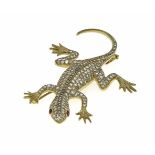 Altschliff-Diamant-Brosche Salamander GG 585/000 (Russland 56 punziert) mitAltschliff-Diamanten