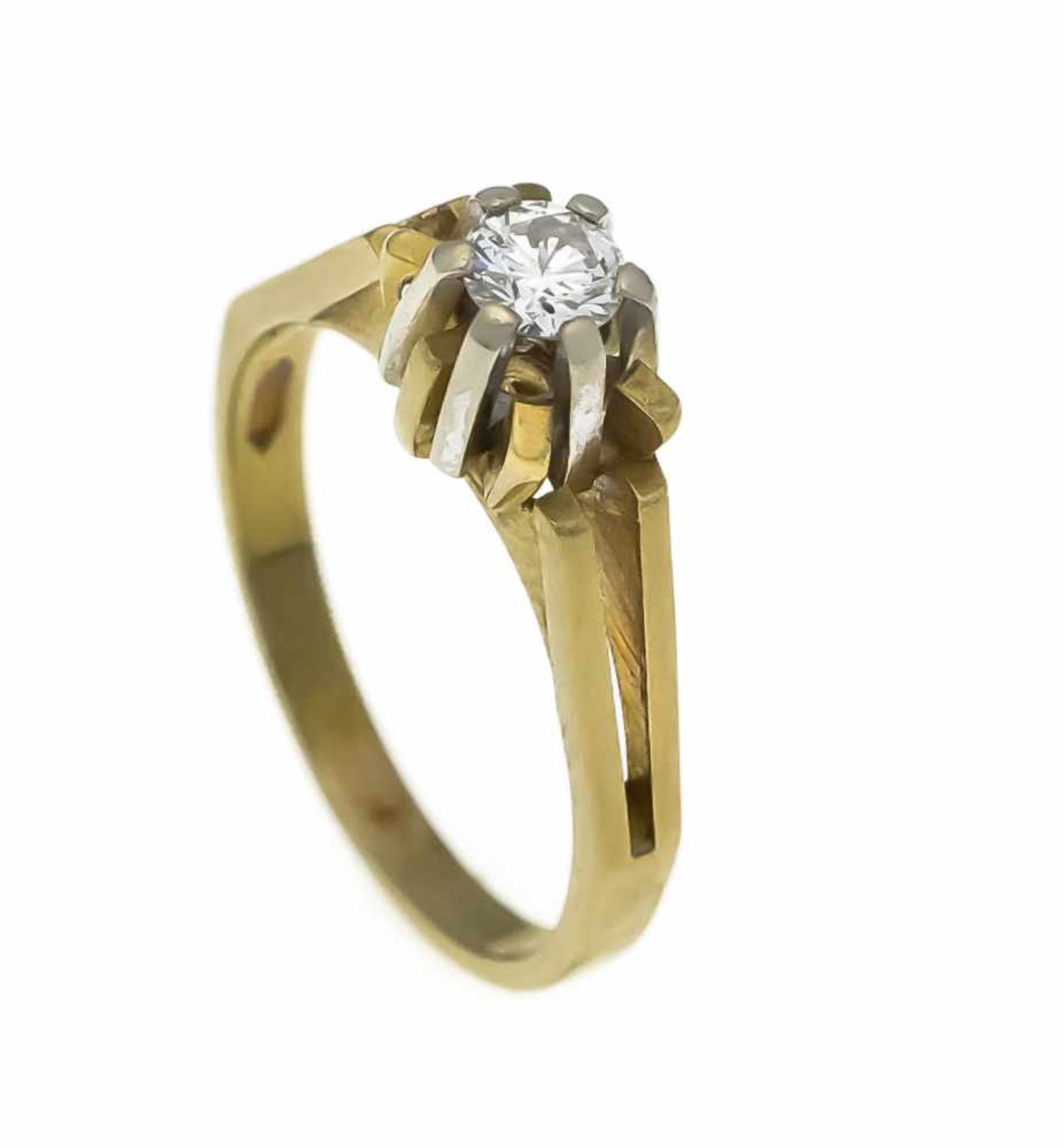 Brillant-Ring GG/WG 585/000 mit einem Brillanten 0,25 ct W/PI1, RG 53, 3,6 gBrillant ring GG / WG