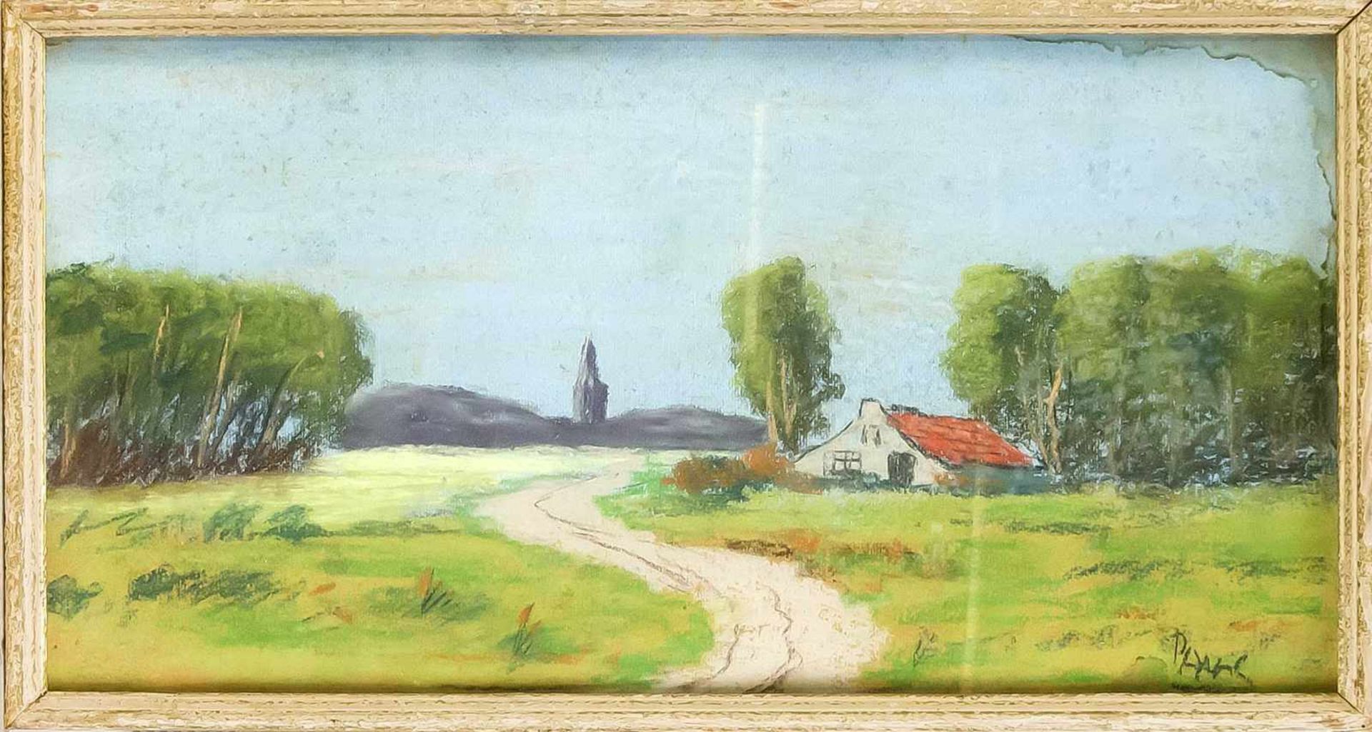 Edouard Henri Avril (1849-1928), franz. Maler und Grafiker, sommerliche Landschaft mitLandhaus und