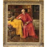 Hans Kratzer (1874-1927), Münchner Genremaler, Kardinal in einer Bibliothek im Gesprächmit einem