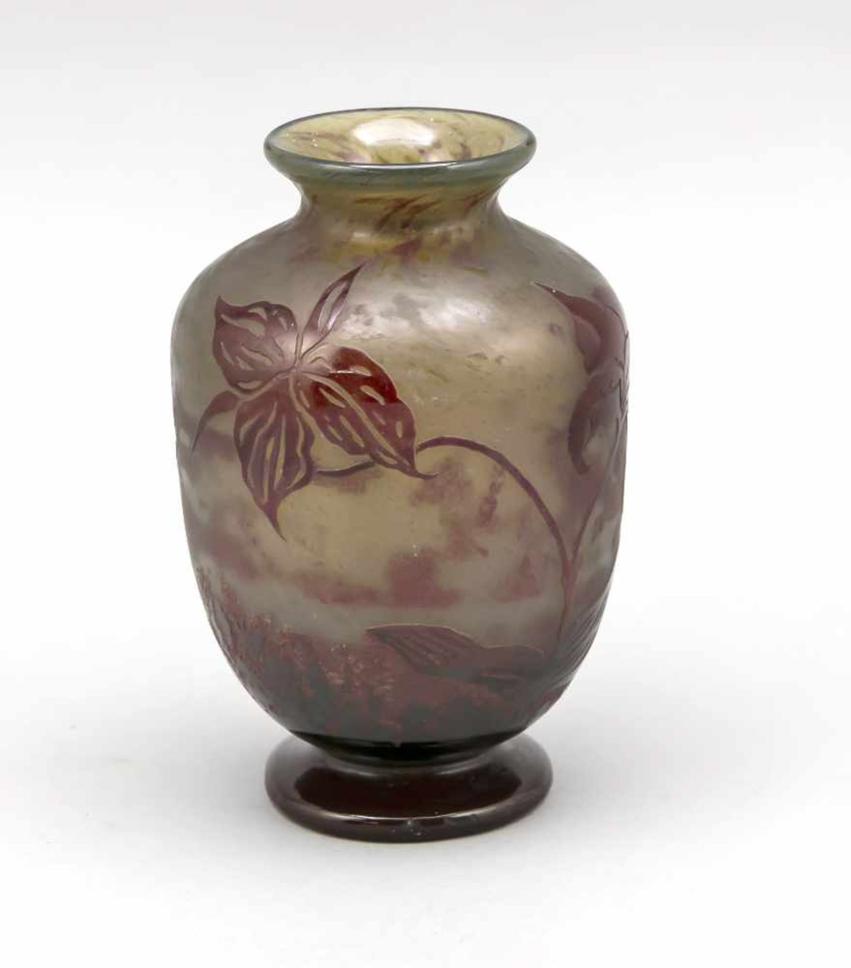 Vase, Frankreich, um 1900, Daum, Nancy, runder Stand, Korpus mit sich erweiternderWandung, an der