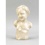P. Conti, ital. Bildhauer um 1900, Alabasterbüste eines lächelnden Jungen, rückseitigsign. "P.