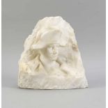 Anonymer Bildhauer um 1900, Kopf von Napoleon, herausgeschlagen aus einem rohen Fels,Alabaster,