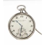 IWC offene Herrentaschenuhr Silber 900, Werknummer 884927 (um 1920 ca. 2400 Stck.) Kal73., mit