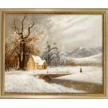 Sign. Stolz, 1. H. 20. Jh., Winterlandschaft mit Haus und Brücke, Öl/Lwd., u. re. sign. 54x 68 cm,