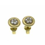 Brillant-Ohrstecker GG/WG 585/000 mit 10 Brillanten, zus, 0,20 ct W/VS-SI, D. 9 mm, 2,8 gBrillant