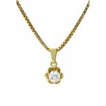 Brillant-Anhänger GG 585/000 mit einem Brillanten 0,35 ct TW/VVS, L. 13,5 mm, Kette mitFederring