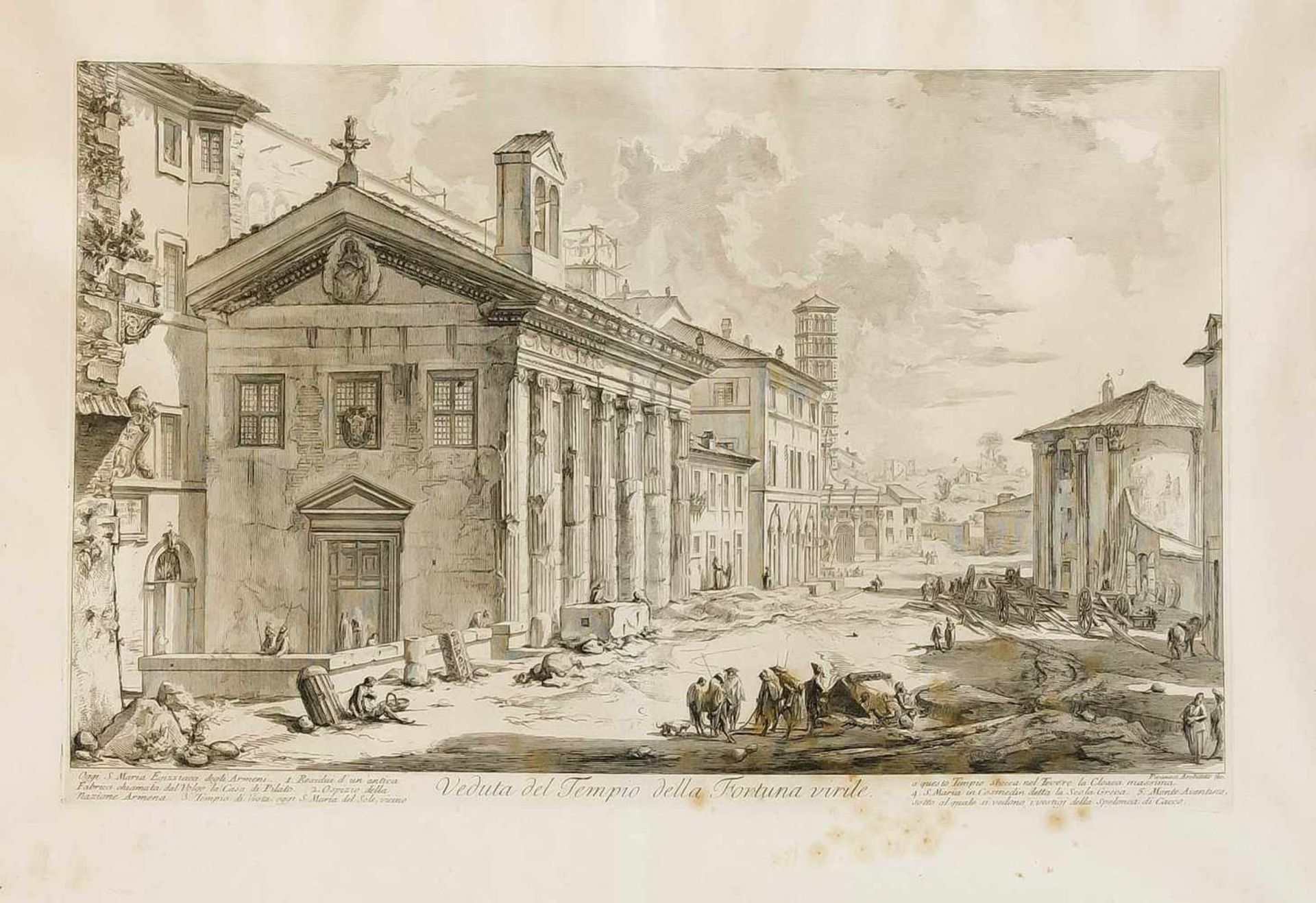 Giovanni Battista Piranesi (1720-1778), "Veduta del Tempio della Fortuna virile",Radierung aus der
