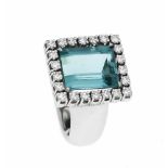 Indigolith-Brillant-Ring Platin mit einem seltenen exzellenten Indigolth (Turmalin) 12,70ct, 21,20 x