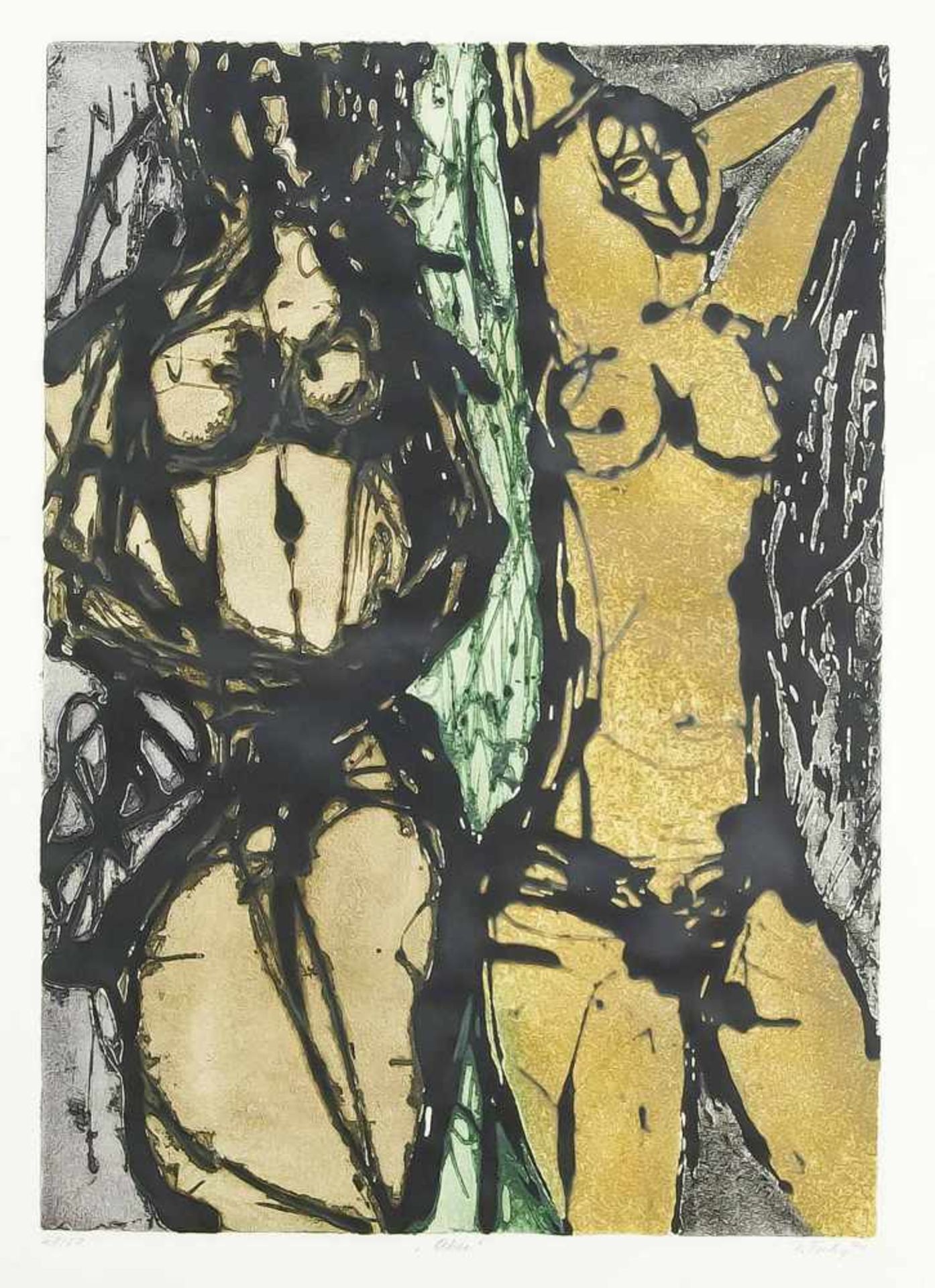 Josef Tichy (1922-2001), österreichischer Maler und Grafiker, "Akte", Aquatintaradierung,am u.