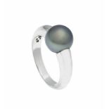 Tahiti-Ring WG 585/000 mit einer dunkelgrauen Tahiti-Perle 11 mm, mit sehr wenignatürlichen