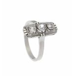 Art Déco Ring WG 585/000 mit 3 Altschliff-Diamanten, zus. 0,30 ct l.get.W-W/SI, RG 55, 2,9gArt