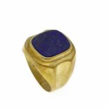 Lapislazuli-Ring GG 585/000 mit einer Lapislazuli-Platte 14 x 12 mm, RG 59, 7,5 gLapis Lazuli ring