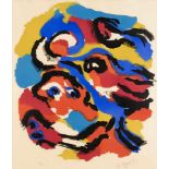 Karel Appel (1921-2006), Farbkomposition, große Farblithographie auf sandfarbenem Velin,u. re.