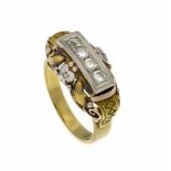 Brillant-Ring GG/WG/RG 585/000 mit 4 Brillanten (1 best.), zus. 0,30 ct l.get.W - W/SI, RG56, 6,4