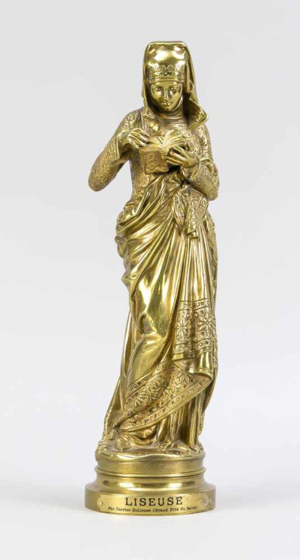 Albert-Ernest Carrier-Belleuse (1824-1887), Bronzefigur "La Liseuse", polierte Bronze, ander Plinthe