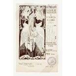 Natalia Gontcharowa (1881-1962), Eintrittskarte für Bal Banal 1924, Holzschnitt (?) aufPapier mit