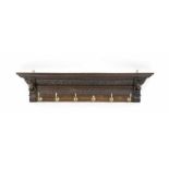 Garderobe um 1880, Eiche massiv, sechs Messinghaken, L. 120 cm- - -22.69 % buyer's premium on the