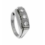 Brillant-Ring WG 585/000 mit 3 Brillanten, zus. 0,45 ct W/SI, RG 55, 6,7 gBrilliant ring WG 585/