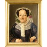 Bildnismaler des Biedermeier, Portrait einer Dame in Tracht, Öl auf Lwd., u. re.monogrammiert und