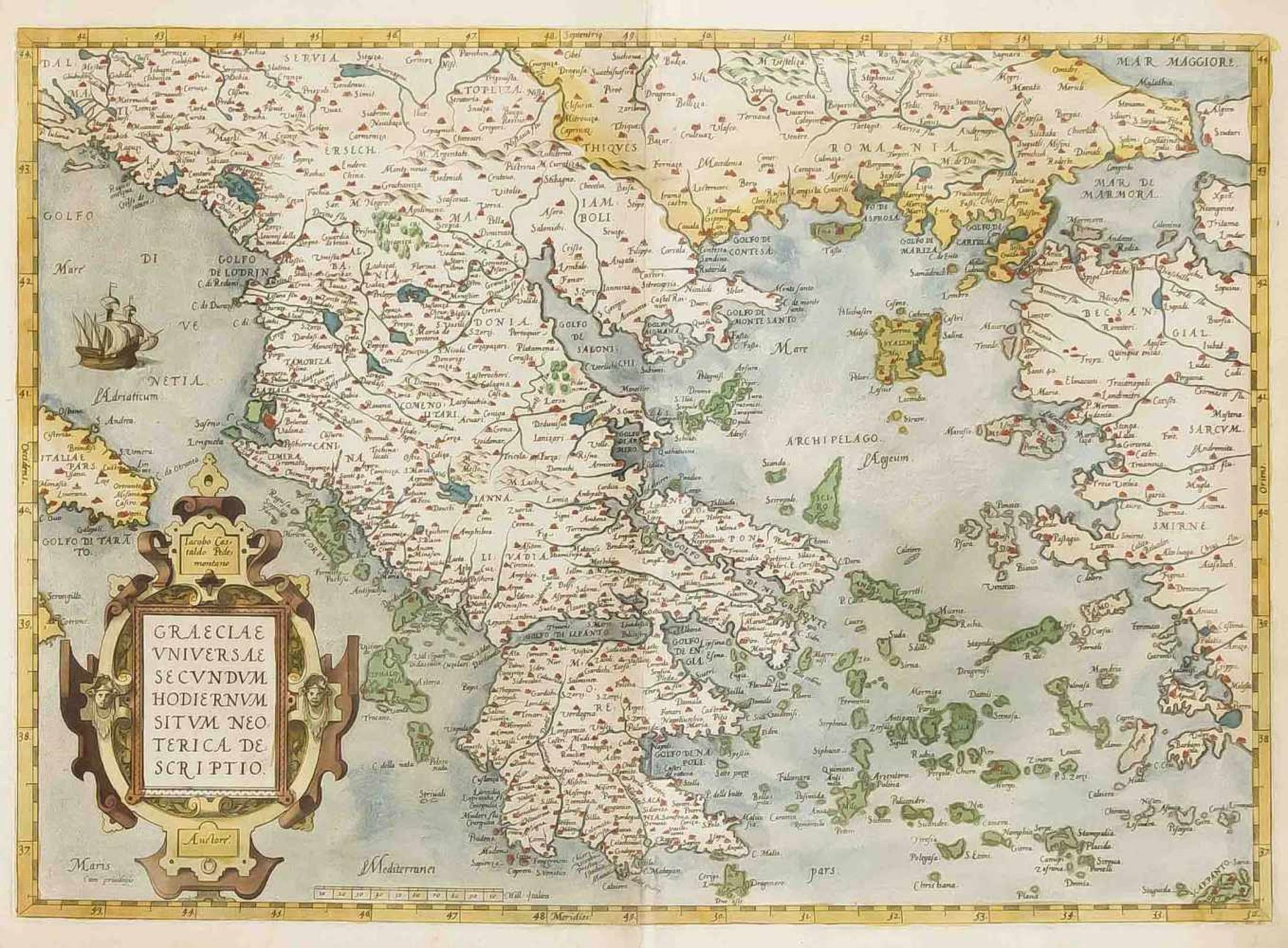 Ortelius, zwei historische Karten von Indonesien und Griechenland aus dem "Theatrum OrbisTerrarum" - Bild 2 aus 2